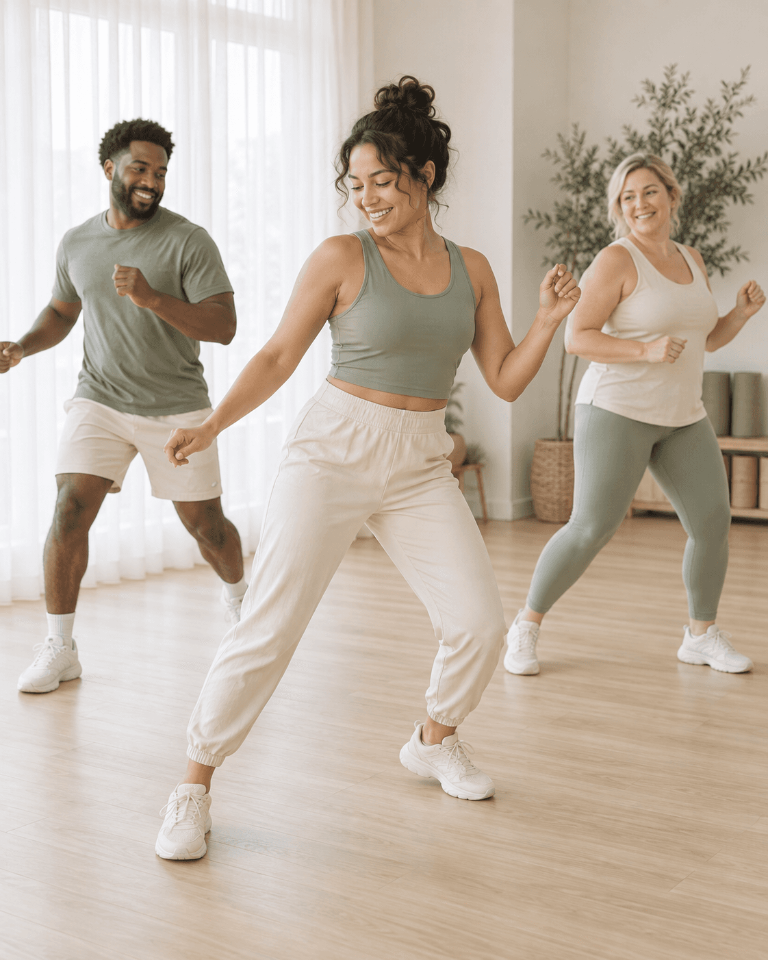 Clase de baile aeróbico en grupo